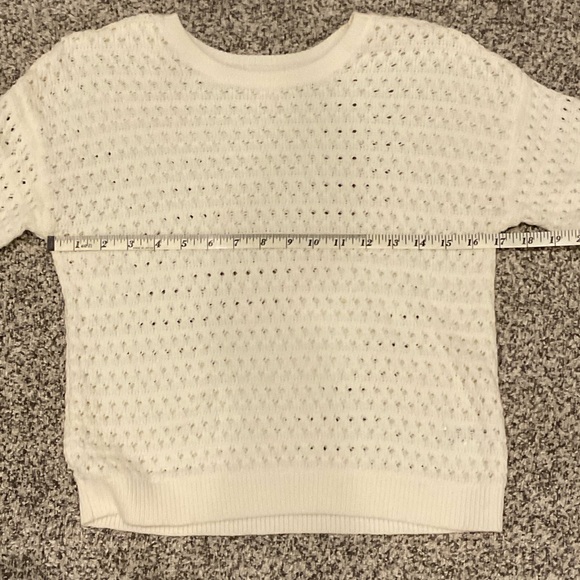 Cream Knit Sweater, feminine Boho crochet, kids, girl, size 14 - Picture 6 of 10